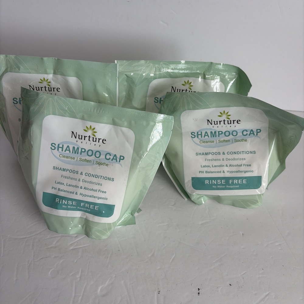 Lot Of 4 NURTURE VALLEY HAIR SHAMPOO CAP CONDITIONS RINSE Free No Water Required